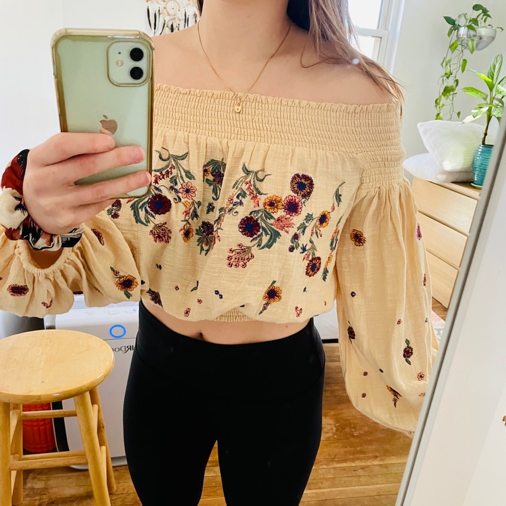 Free People Saachi Smocked Off the Shoulder Top